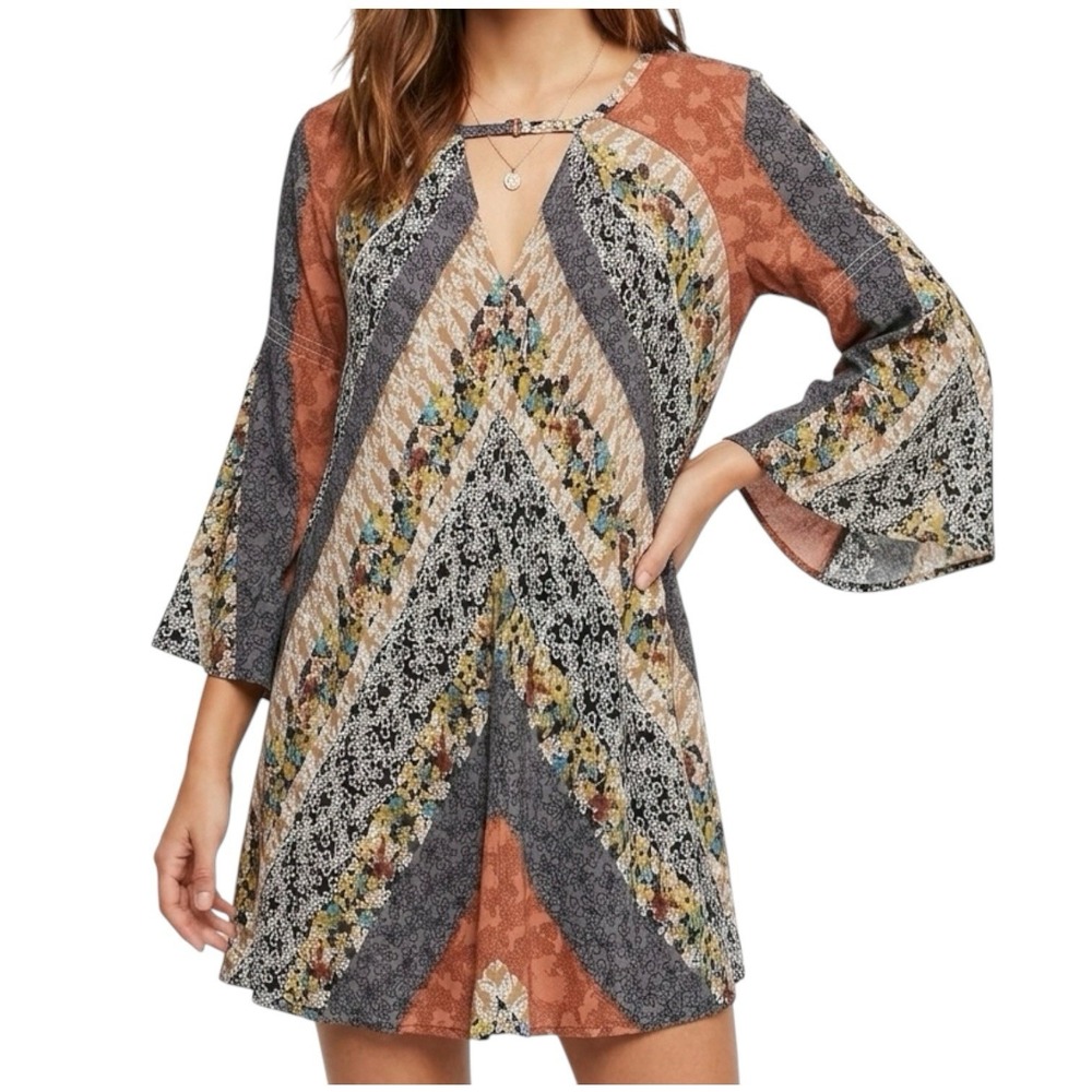 UMGEE Tunic Dress sz M Multicolor Print Boho Cottagecore Flowy Romantic Whimsy